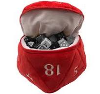 D20 Red Plush Dice Bag Terningpose