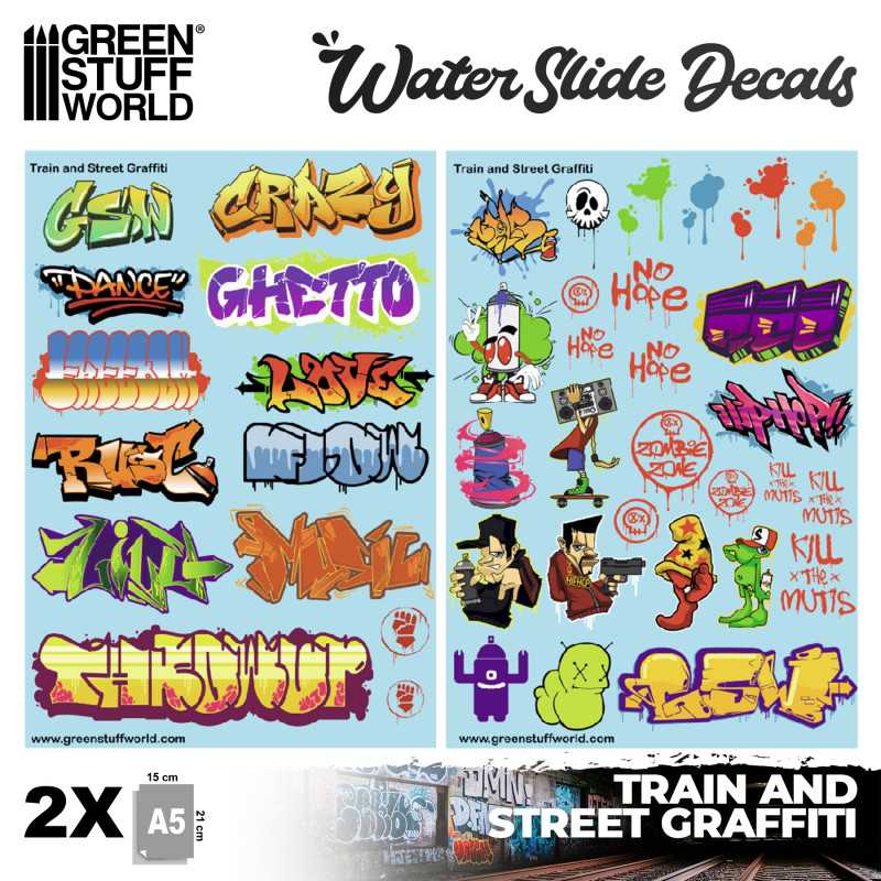 GSW Waterslide Decals - Train and Graffiti Mix