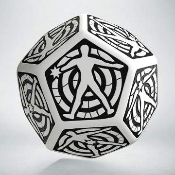 White & Black D12 Hit Location Dice Terning