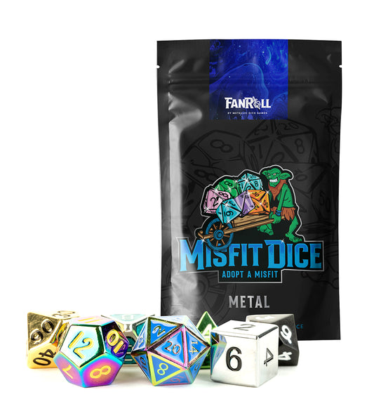 Adopt a Misfit Metal Dice Set 16mm Polyhedral Dice Set