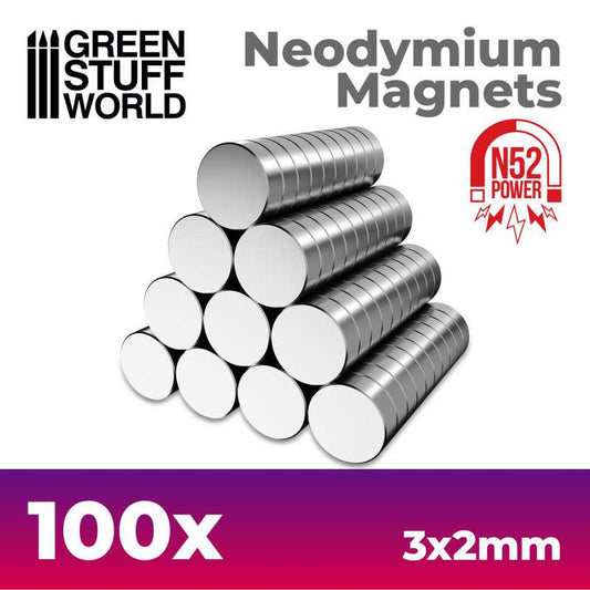 GSW Neodymium Magnets 3x2mm - 100 units (N52)